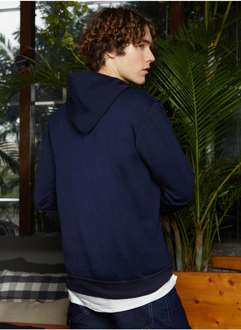 Men's Navy Blue Regular Pullover Hoodie