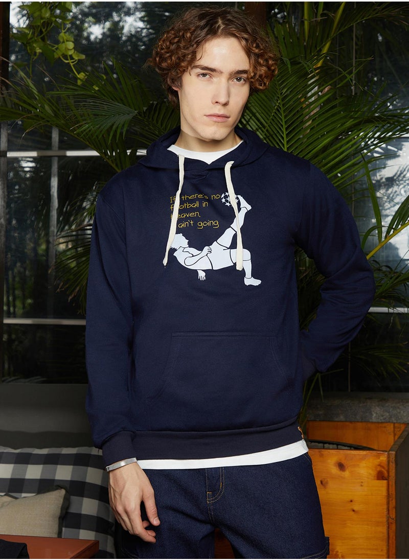 Men's Navy Blue Regular Pullover Hoodie
