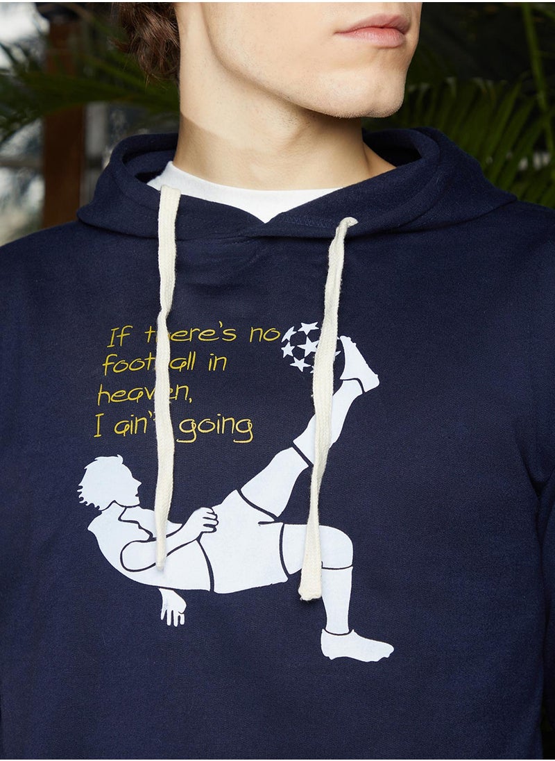 Men's Navy Blue Regular Pullover Hoodie
