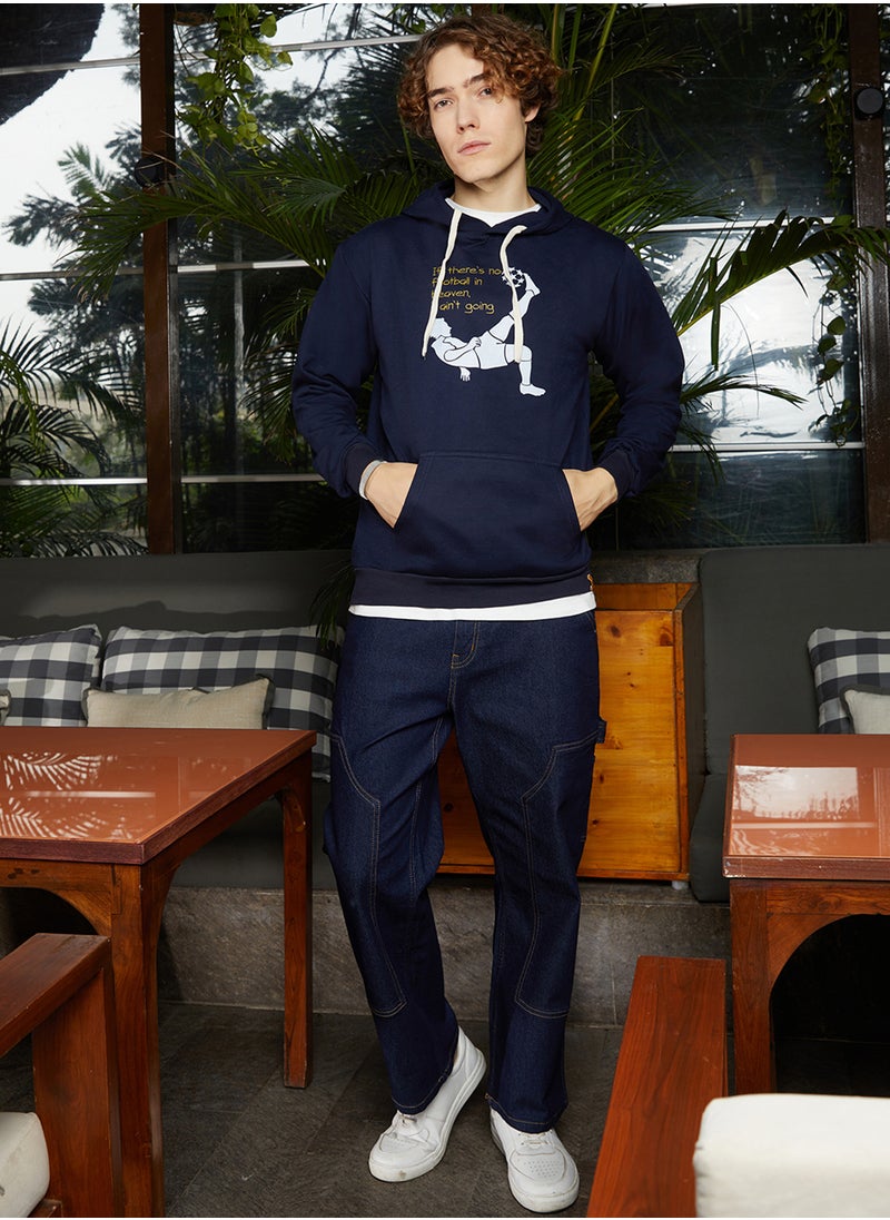 Men's Navy Blue Regular Pullover Hoodie