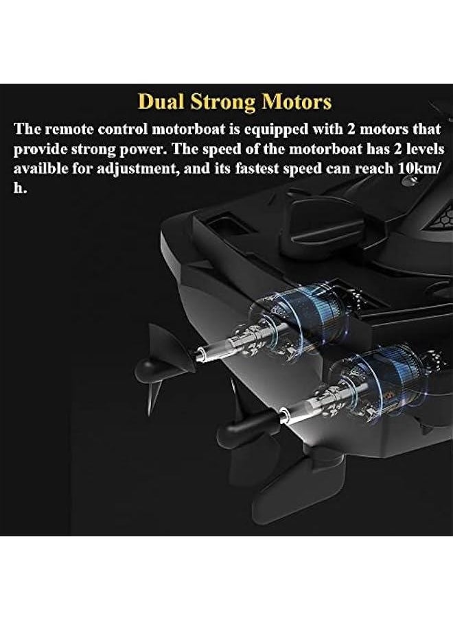 2.4GHz Remote Control Motorboat Toy, 1 : 14 Motor Boat Model Toy 2 Motors High Speed Marine Motor Water Toy 2 Speed Level RC Motorboat Jet Ski Pool Toy (Orange)