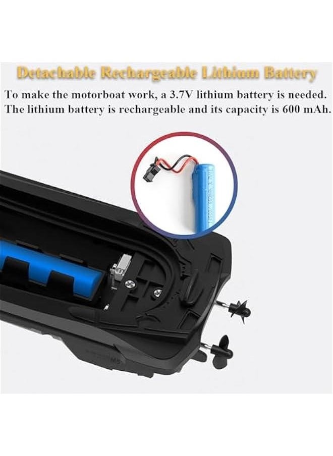 2.4GHz Remote Control Motorboat Toy, 1 : 14 Motor Boat Model Toy 2 Motors High Speed Marine Motor Water Toy 2 Speed Level RC Motorboat Jet Ski Pool Toy (Orange)