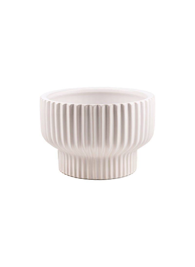 Gulf Flowers Ceramic Vase Plate on Stem – White, D20cm x H13cm Decorative Modern Bowl Stand for Centerpieces, Floral Arrangements, Fruit Display or Table Decor – Minimalist Ceramic Dish