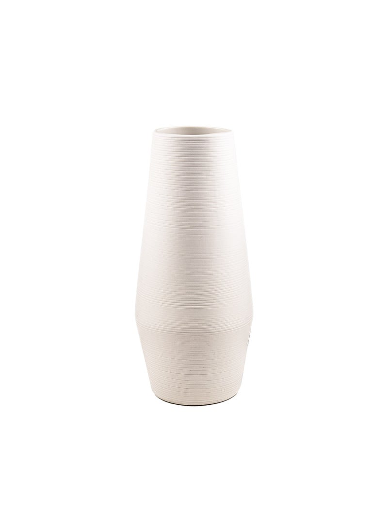 Gulf Flowers White Ceramic Base Vase - 12.5cm Diameter x 28.5cm Height, Elegant Home Decor Vase for Table Centerpiece, Living Room, Office, or Bedroom Decoration - Stylish, Durable Ceramic Pot