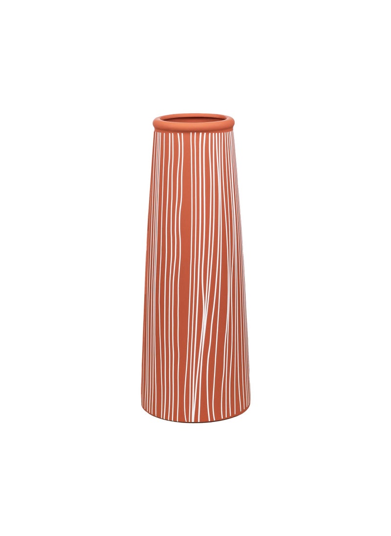Gulf Flowers Pink Ceramic Stripe Vase - 8.5cm Diameter x 31cm Height, Elegant Home Decor Vase for Table Centerpiece, Living Room, Office, or Bedroom Decoration - Stylish, Durable Ceramic Pot