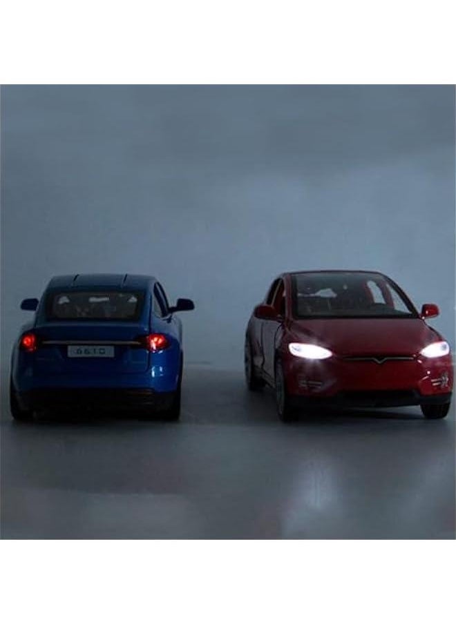 1:32 Scale Model X Alloy Car Model Diecast Toy Vehicles for Kids, Tesla car Model，Pull Back Alloy Car with Lights and Music,Mini Vehicles Toys for Kids Gift ，Children Birthday Gift（Model X-Red）