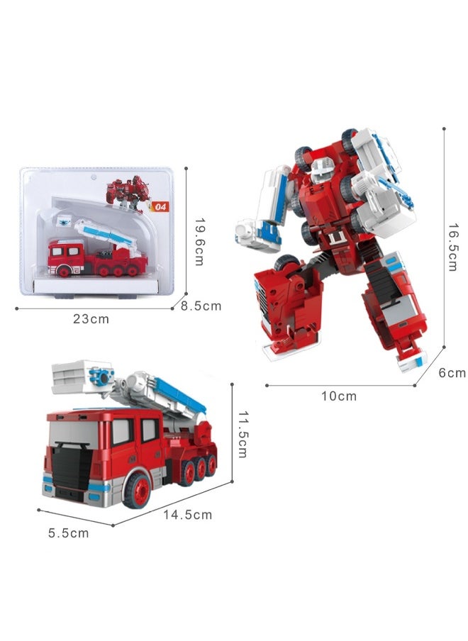Transformed Robot Engineering Vehicle Fire Fighter Model Children's Toy Set Gift (Alloy Transformed Crane)