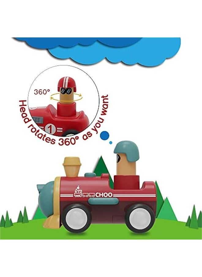 Toy Cars for Toddlers 1 2 3 4 Years Old Boy Girl, 4 Pcs Pull Back Cars for 18+ Months Baby Infant Gift, Kids Trucks Push and Go Back Friction Powered Vehicles (Transport)