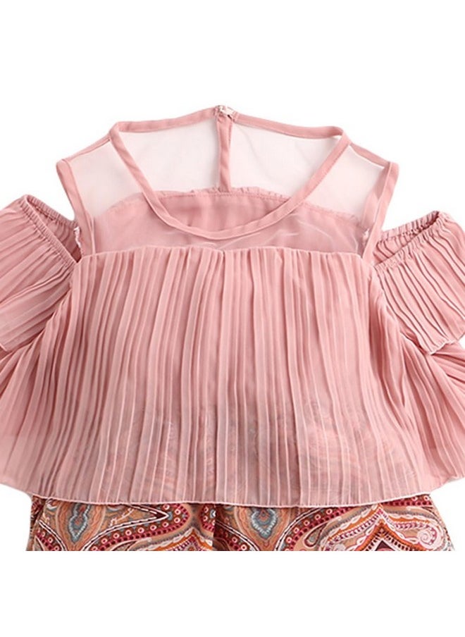 Hopscotch Girls Knee Length Casual Dresses In Pink Color For Ages (9-10 Years)