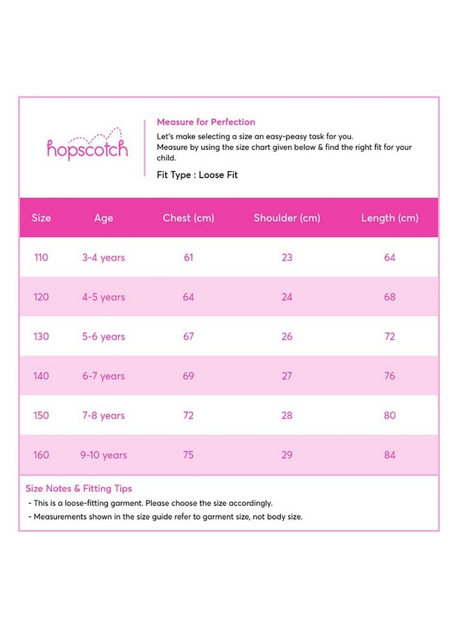 Hopscotch Girls Knee Length Casual Dresses In Pink Color For Ages (9-10 Years)