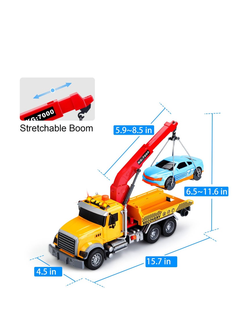 Kids Toys for 3 4 5 6 7 Years Old Boys, Kids Tow Truck with Car Toys, Large Tow Truck Toys with Working Hook Lights and Music Rescue Toys for Kids 8-12 Birthdays
