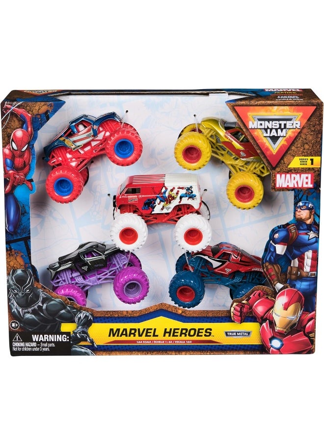 Monster Jam Marvel Heroes Die-Cast Vehicles (1:64, Pack of 5)