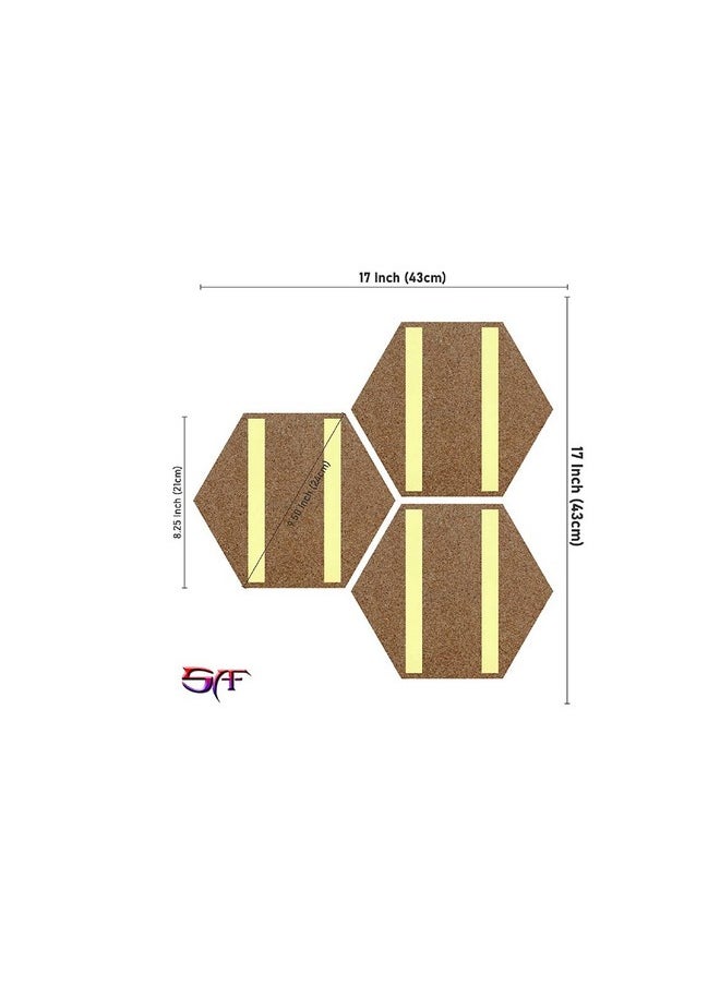 SAF paintings SET OF 3 HEXAGON GANESHA Embossed Painting 17 Inch X 17 Inch SANFHXS30496