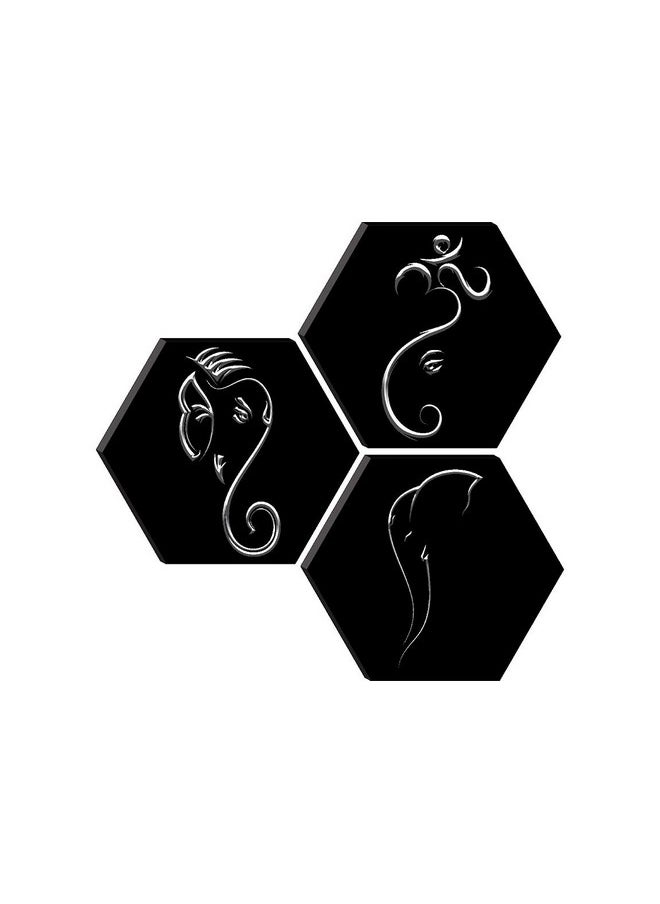 SAF paintings SET OF 3 HEXAGON GANESHA Embossed Painting 17 Inch X 17 Inch SANFHXS30496