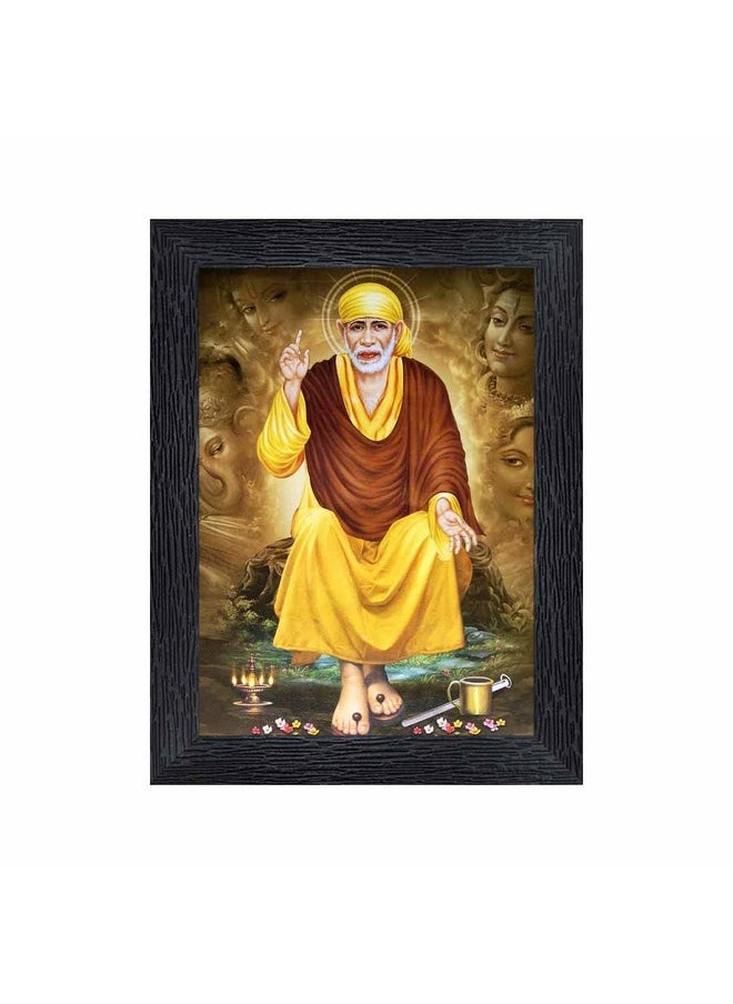 pnf Poster And Frames Sai Baba Wooden Photo Frame With Acrylic Sheet | For Living, Pooja Room | Home Decoration Item | Best Gifting Option (8x6inch) 203221