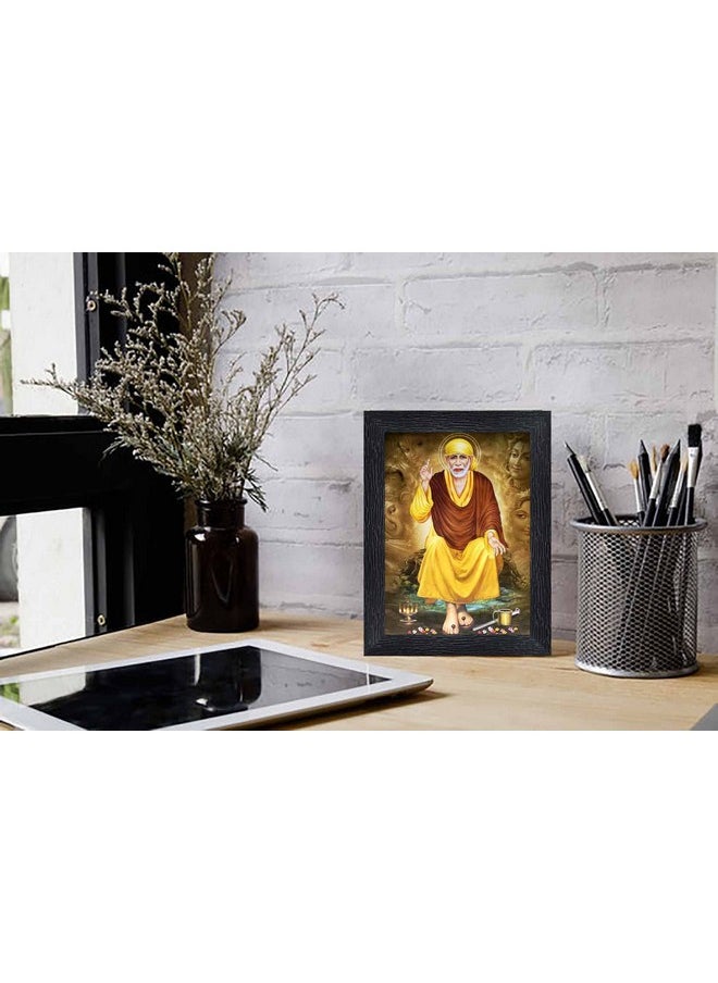 pnf Poster And Frames Sai Baba Wooden Photo Frame With Acrylic Sheet | For Living, Pooja Room | Home Decoration Item | Best Gifting Option (8x6inch) 203221