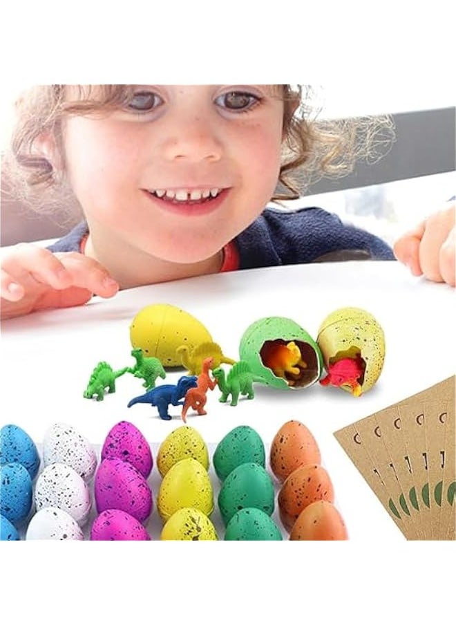 Hatching Dinosaur Eggs - 24 Pieces Colorful Hatching Card Bulk | Adorable Hatching Dino Egg Grow in Water | Dino Eggs for Boys, and Girls, Kindergarten, School, Classroom Celebration Presents