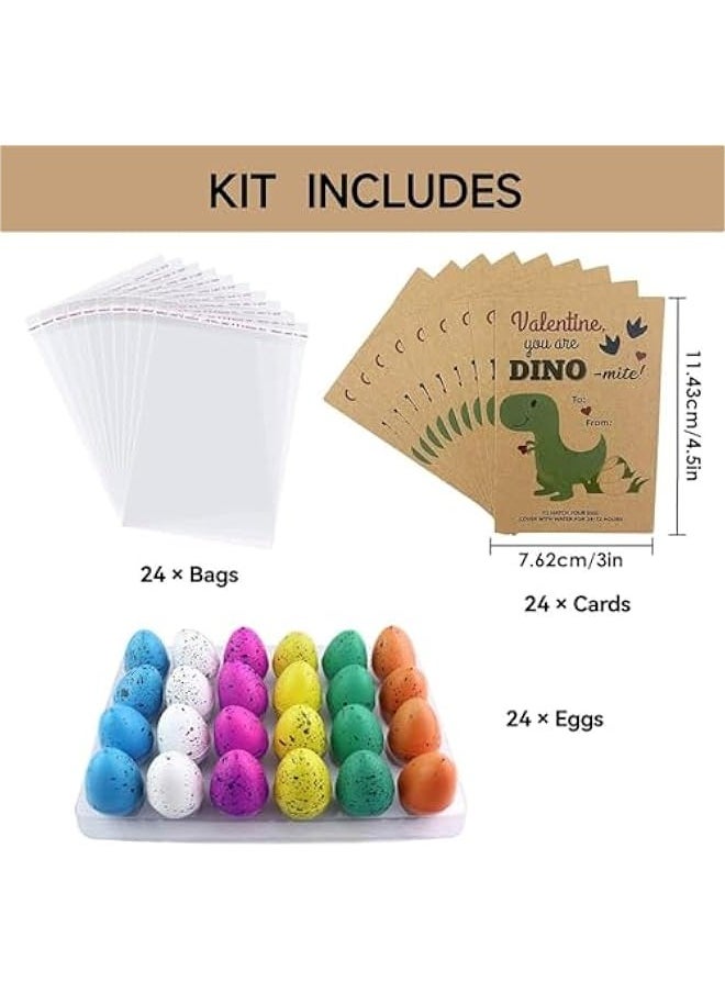 Hatching Dinosaur Eggs - 24 Pieces Colorful Hatching Card Bulk | Adorable Hatching Dino Egg Grow in Water | Dino Eggs for Boys, and Girls, Kindergarten, School, Classroom Celebration Presents