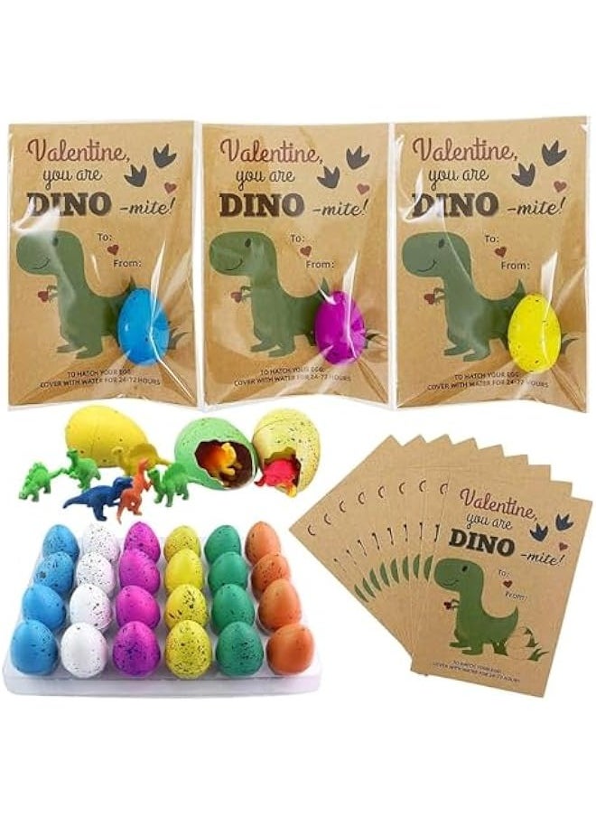 Hatching Dinosaur Eggs - 24 Pieces Colorful Hatching Card Bulk | Adorable Hatching Dino Egg Grow in Water | Dino Eggs for Boys, and Girls, Kindergarten, School, Classroom Celebration Presents