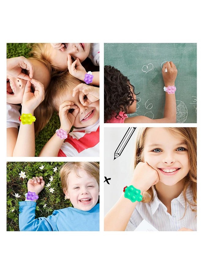 VGRASSP Pop It Fidget Sensory Toys, Stress Relief Silicone Pressure Relieving, Squeeze Novelty Gifts for Kids Children Adults - Color As Per Stock (Watch Band - Pack of 6)