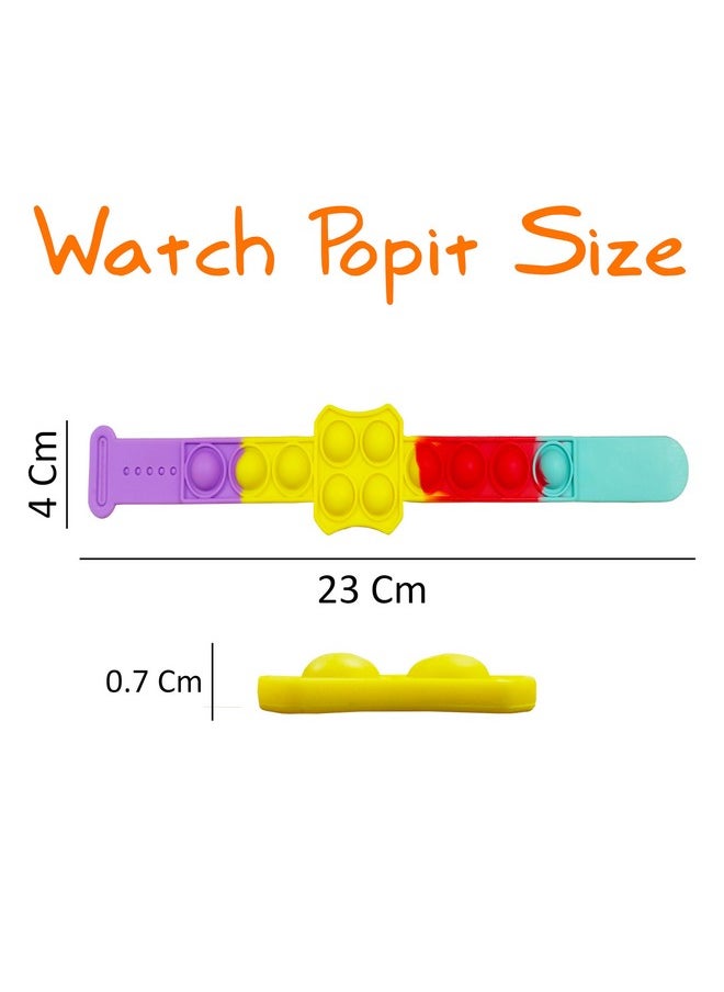VGRASSP Pop It Fidget Sensory Toys, Stress Relief Silicone Pressure Relieving, Squeeze Novelty Gifts for Kids Children Adults - Color As Per Stock (Watch Band - Pack of 6)