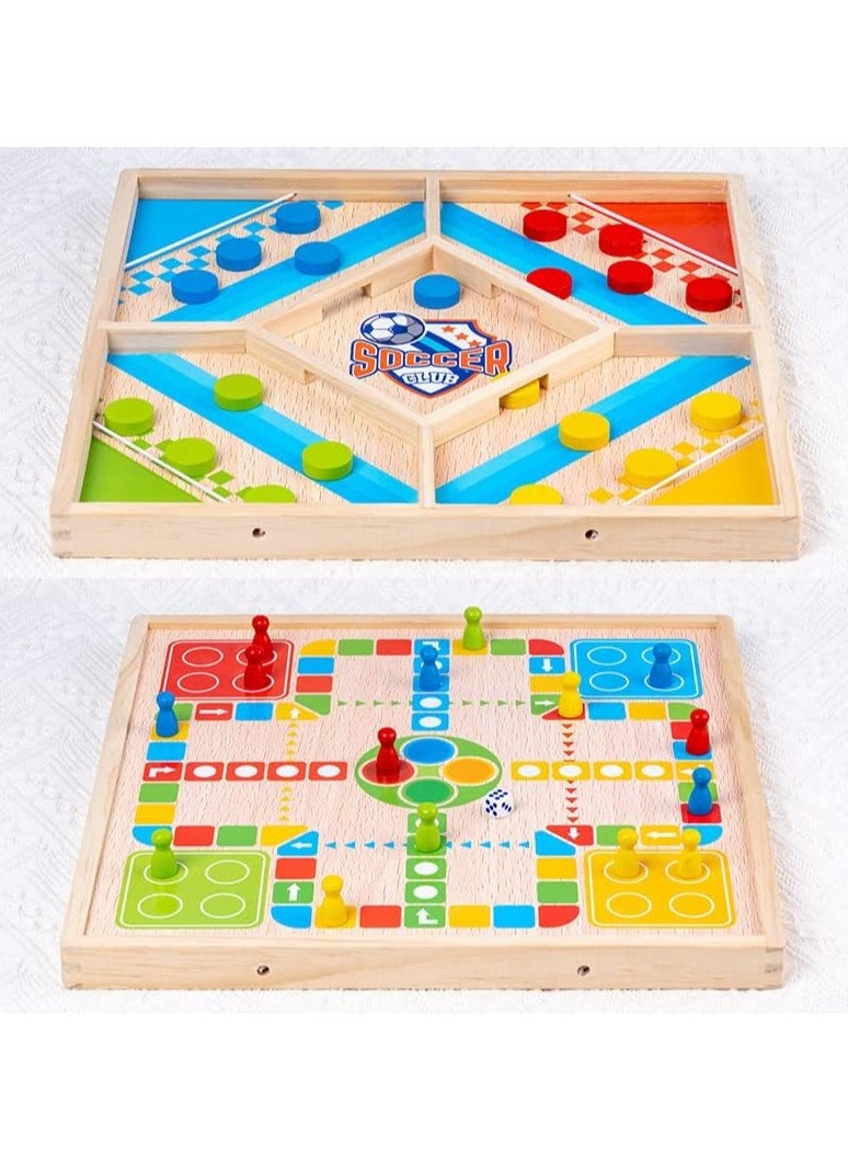 Bouncing Chess Ludo Board Game, Table Desktop Battle 2 Sides 2 in 1, Slingshot Table Hockey Party Game, Board Games Toys for Parent-Child