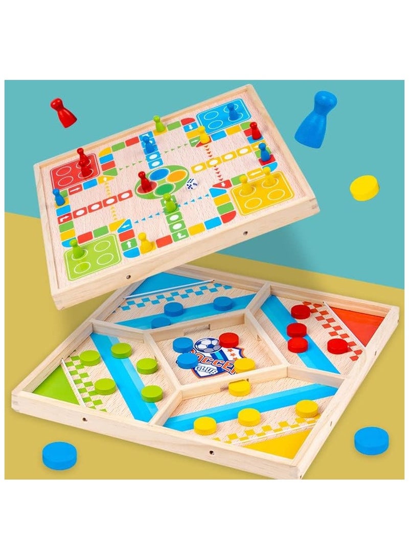 Bouncing Chess Ludo Board Game, Table Desktop Battle 2 Sides 2 in 1, Slingshot Table Hockey Party Game, Board Games Toys for Parent-Child