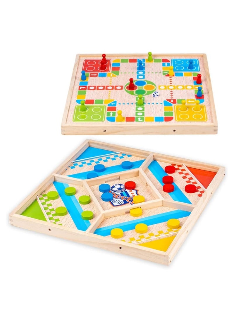 Bouncing Chess Ludo Board Game, Table Desktop Battle 2 Sides 2 in 1, Slingshot Table Hockey Party Game, Board Games Toys for Parent-Child