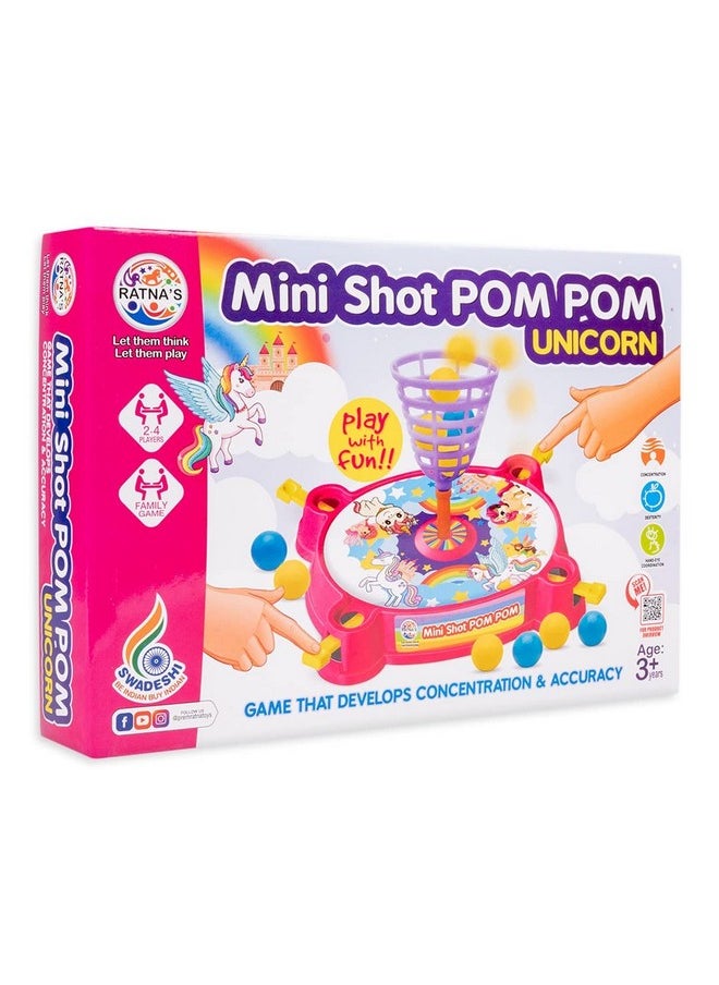 Ratna's Mini Shot Pom Pom Unicorn Printed Basket Ball Family Board Action Game to Play with Fun