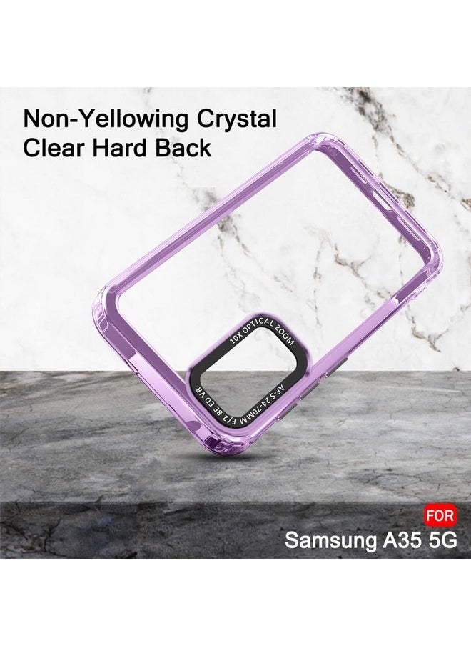 TheGiftKart Hybrid Shockproof Back Cover Case for Samsung Galaxy A35 5G | Stylish Camera Border | Electroplated Buttons | Crystal Clear Hard Back Case for Samsung A35 5G (TPU & PC, Purple Bumper)