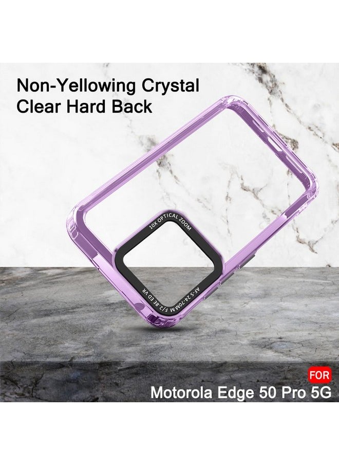 TheGiftKart Hybrid Shockproof Back Cover Case for Motorola Moto Edge 50 Pro 5G | Stylish Camera Border | Plated Buttons | Crystal Clear Hard Back Case for Moto Edge 50 Pro (TPU & PC, Purple Bumper)