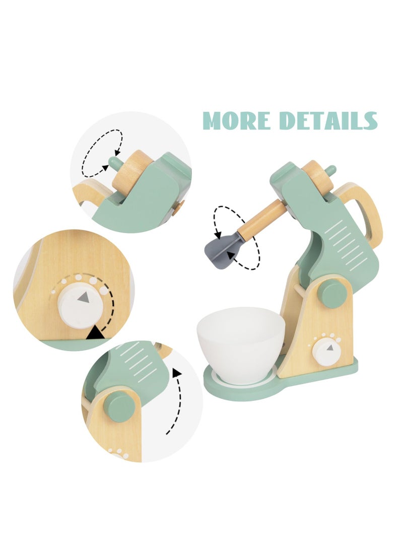 Wooden Toy Mixer Set, Non Toxic Toddler Play Kitchen Toys, Kids Play Kitchen Accessories, Pretend Play Food Sets for Kids, Montessori Learning Toy Gift for 3+