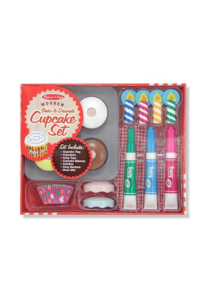 Melissa & Doug Bake and Decorate Wooden Cupcake Play Food Set