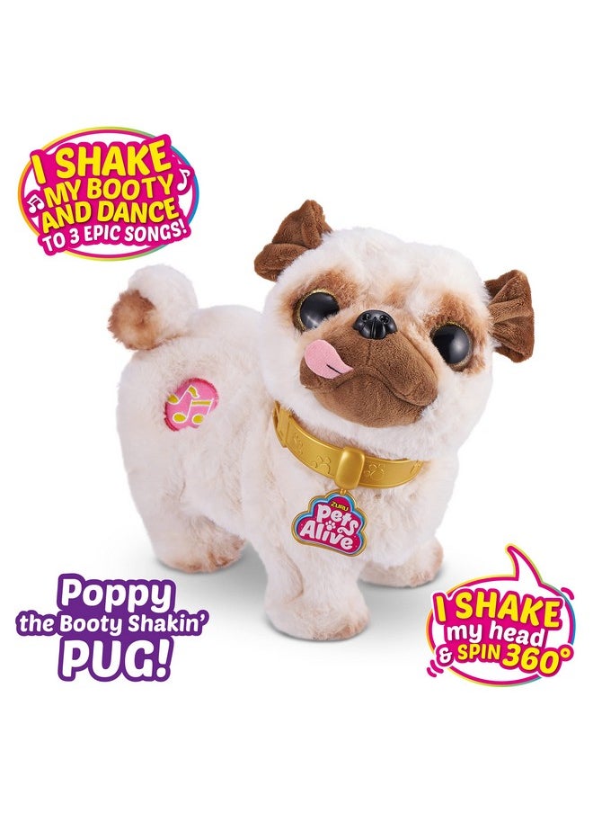 Poppy The Booty Shakin’ Pug - Interactive Dancing Plush Puppy By Zuru Robotic Realistic Soft Dog Stuffed Animal Toy For Kids, Girls