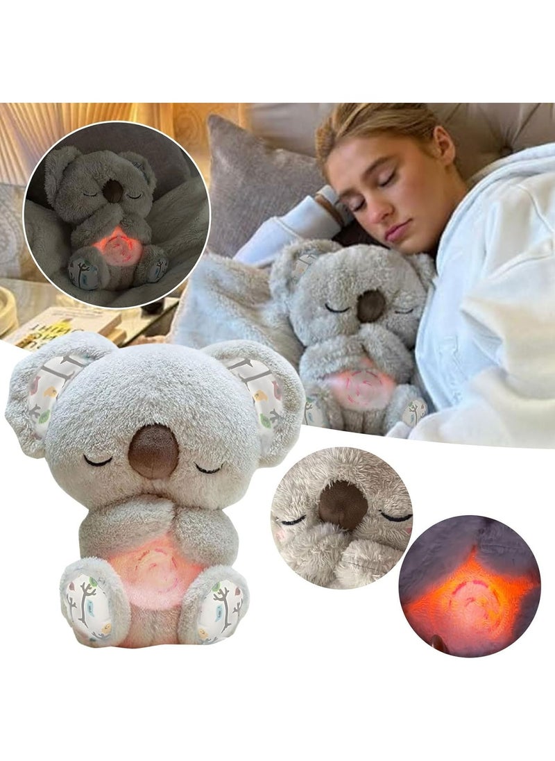 Plush Cuddly Toy, The Relief Koala Breathing, Anxiety Relief Koala Breathing, Portable Plush Baby Toy with Sensory Details Music Lights  Rhythmic Breathing Motion