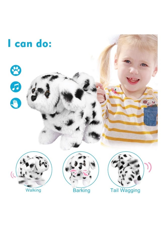 Plush Interactive Toy, Electronic Pet, Plush Golden Retriever Toy Puppy Electronic Interactive Pet Dog, Can Walking, Barking, Tail Wagging, Stretching, Companion Animal for Kids (Dalmatians)