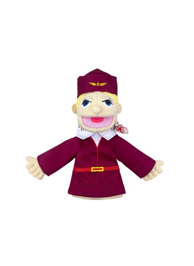 1 Pcs Flight Attendant Occupation Professional Figurine Role Playing Parent-Child Interaction Toy Family Companionship Plush Doll Figurine Toy Hand Puppet