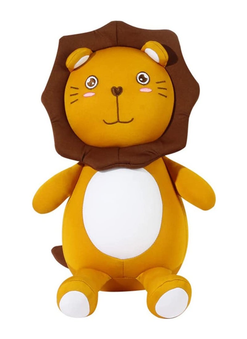 Convertible 2-in-1 Kids Neck Pillow and Lion Doll Cushion, Comfortable Travel Support for Planes, Cars, Trains and Office Naps