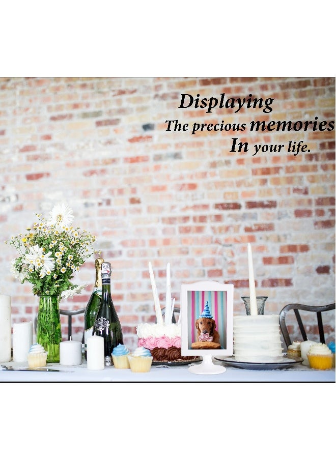 Double Sided Standing Picture Frames, 4x6 Inch Pedestal Photo Frame, Two Sided Bulk Plastic Picture Frames for Table Numbers, Wedding Tables(White, 4Pack)