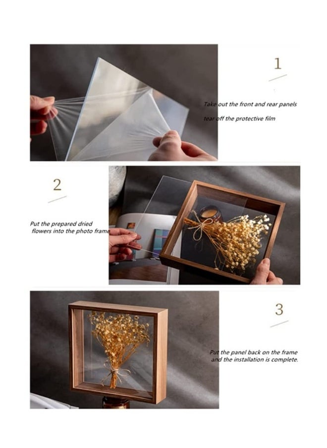 3D Picture Frame  for Filling 8x12‘’ Wooden Dried Flower Photo Frame Dried Flower Display Stand Shadow Box Frame Display Cases for Baby Wedding Favours Photos Dried Flowers Tickets Walnut color