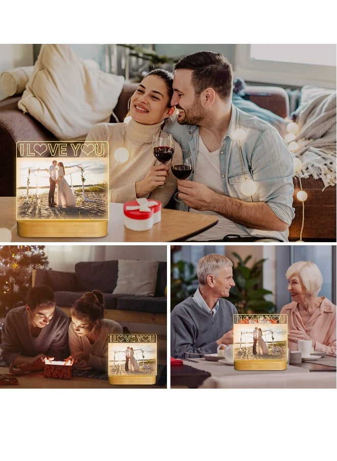 Picture Frame I Love You 4x 6 Acrylic Photo Frame with Warm Color LED Night Light Home Desktop Decor Unique Gift for Couple Wife Lover Girl Valentine's Day Anniversary Birthday Wedding Present