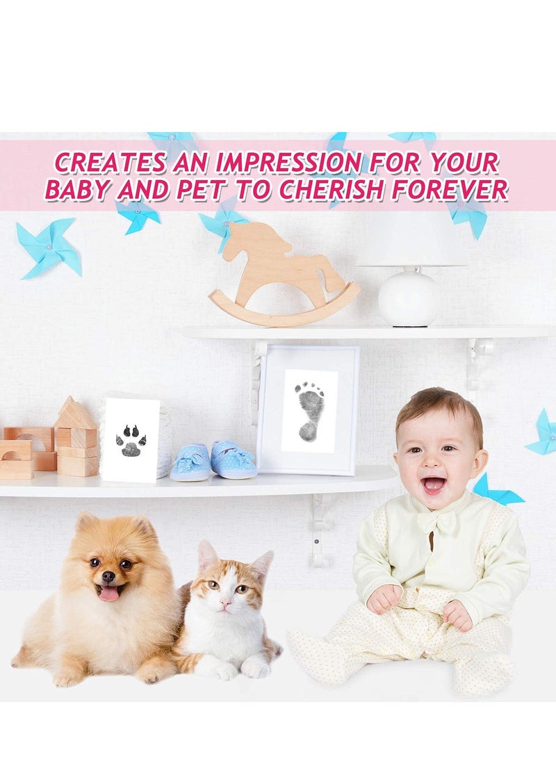Newborn Baby Handprint And Footprint Pet Paw Print Kit Inkless Infant Hand and Foot Stamp Personalized Memento Idea Newborn Imprint Ornament Kit Black
