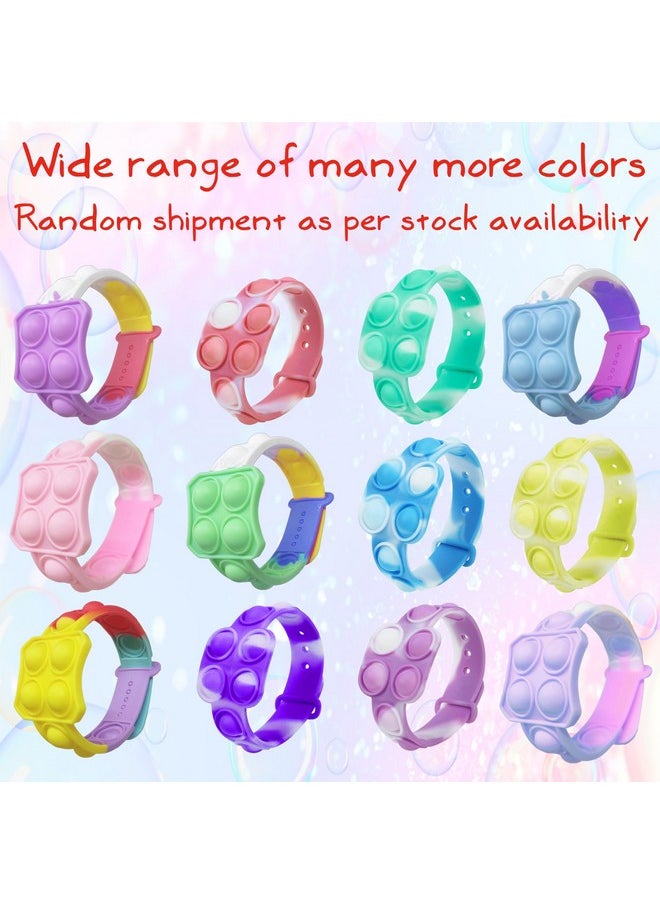 VGRASSP Pop It Fidget Sensory Toys, Stress Relief Silicone Pressure Relieving, Squeeze Novelty Gifts for Kids Children Adults - Color As Per Stock (Watch Band - Pack of 6)