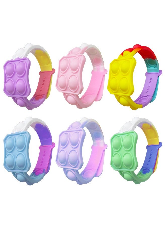 VGRASSP Pop It Fidget Sensory Toys, Stress Relief Silicone Pressure Relieving, Squeeze Novelty Gifts for Kids Children Adults - Color As Per Stock (Watch Band - Pack of 6)