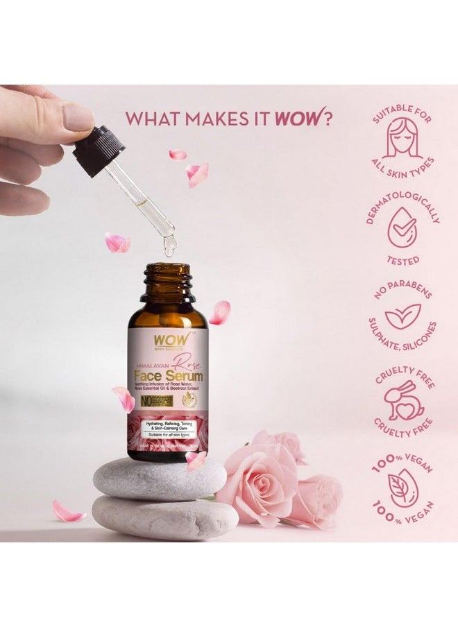 Hydrating Himalayan Rose Face Serum | Rose Essential Oil & Beetroot | Vitamin B5 & E For Repair, Blemishes, Toning & Bright Skin | Paraben Free | For Women & Men | 30 Ml