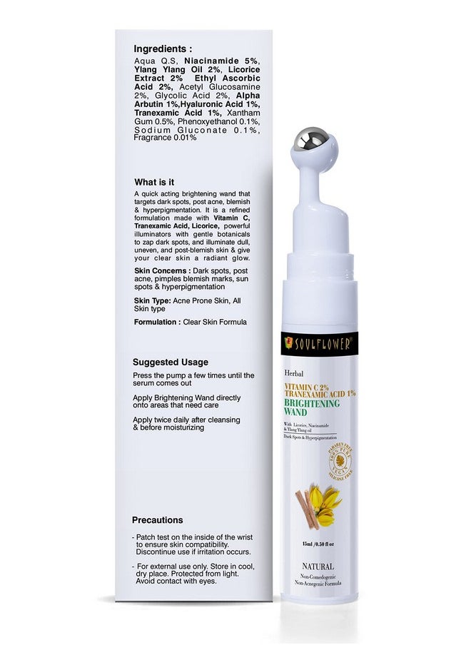 Vitamin C Face Serum, Skin Glow, Brightening Acne Prone, Pigmentation, Dark Spots With Hyaluronic Acid & Licorice For Unisex, 15Ml