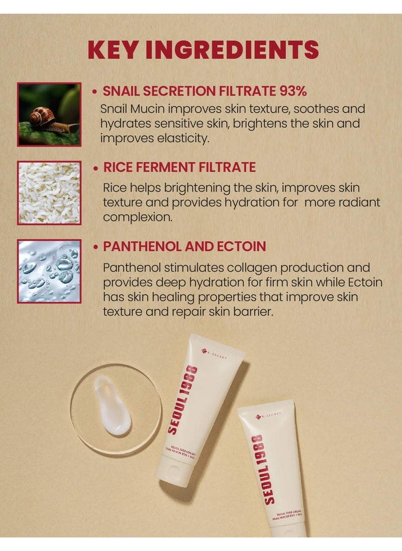 K-SECRET SEOUL 1988 Cream : Snail Mucin 93% + Rice