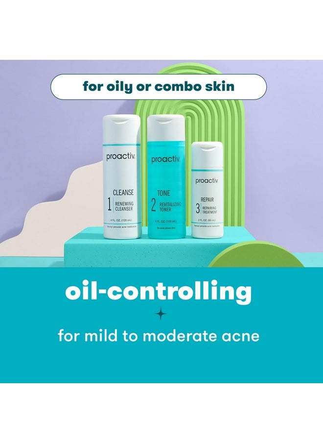 Proactiv 3 Step Acne Treatment - Benzoyl Peroxide Face Wash, Repairing Acne Spot Treatment for Face And Body, Exfoliating Toner - 60 Day Complete Acne Skin Care Kit