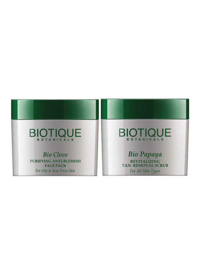 Pack Of 2 Bio Clove Face Pack And Bio Papaya Scrub Set