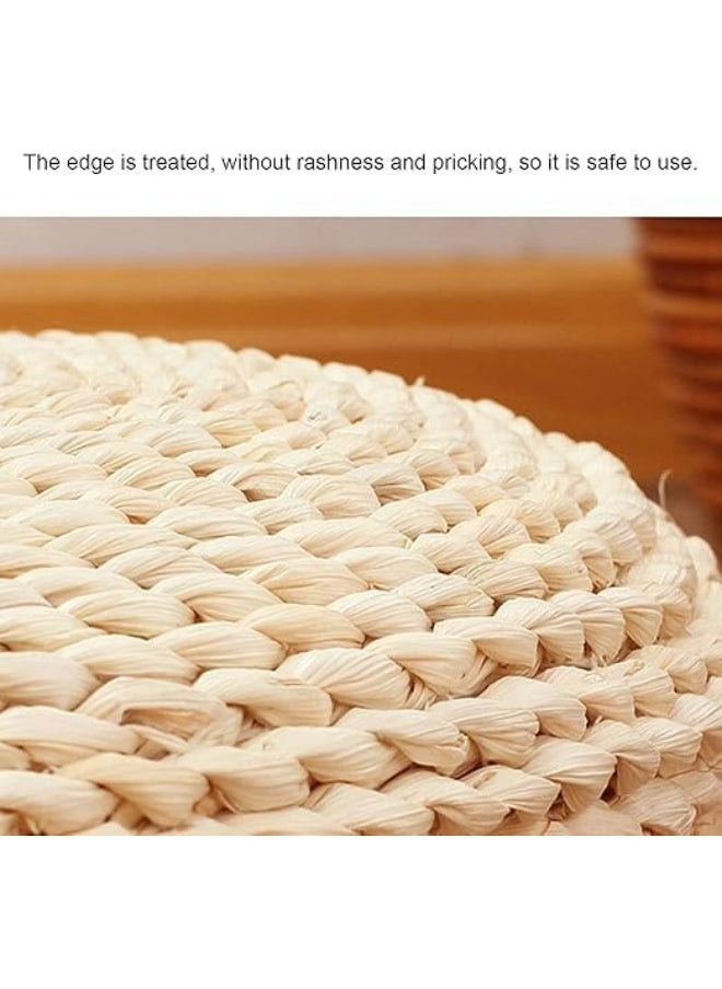 YINZUO Natural Woven Jute Floor Cushion, Handcrafted Round Pouf Seat, Decorative Boho Meditation Pillow, Eco-Friendly Tatami Seating Pad for Living Room, Bedroom